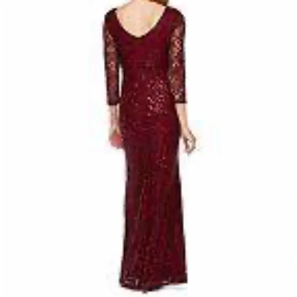 Blu Sage Burgundy Sequin gown - Picture 3 of 9